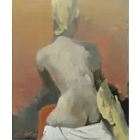 Leo Kundas, O/C of Seated Nude From Behind