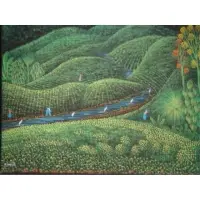 H.R Bresil, O/C Harvest Landscape with Figures