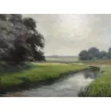 McGary, Untitled, Oil on Canvas River in Landscape