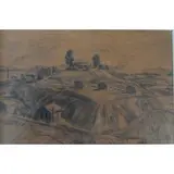 Eugene Speicher, Farm Landscape, Pencil Drawing