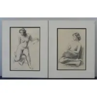 Untitled by Eugene Speicher, 2 Charcoals on Paper of Nudes, sold Jul 2011