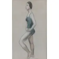 Isaac Soyer, Untitled, Pastel on Paper Behind Glass