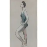 Isaac Soyer, Untitled, Pastel on Paper Behind Glass