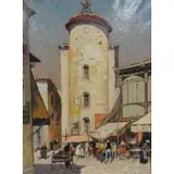 Gustave Vidal, Gustave Vidal, French, 1895 - 1966, Oil on Canvas of Market Scene