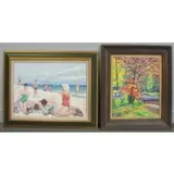 Jacobus Boublys, Beach Scene and Autumn Landscape, 2 Oils on Board