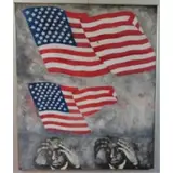Russ Thompson, America, America., Mixed Media on Board "America, America." Signed lower right