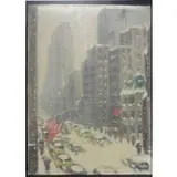 Guy Carlton Wiggins, O/B NYC Street Snow Scene, Oil on canvas board