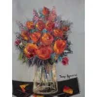 Tony Agostini, O/C Floral Still Life in Ornate French Frame