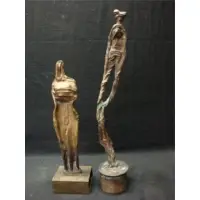 Herbert Kallem, Untitled, One mounted on pipe fitting and the other on open bronze box