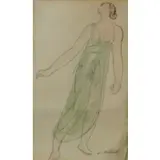 Abraham Walkowitz, Untitled, Watercolor of Isadora Duncan Signed