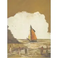 Homer Costello, O/Masonite seascape with figures