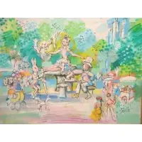 Charles Cobelle, Untitled, O/C of Central Park's Alice in Wonderland Bronze