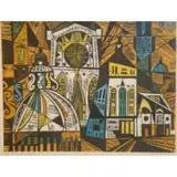 Irving Amen, Florence Italy, Color Woodcut "Florence Italy" 23/100 lower left and pencil signed lower right