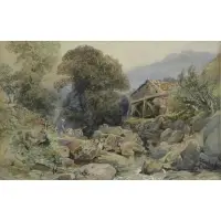 William Collingwood Smith, Figure Near Mill, Watercolor