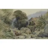 William Collingwood Smith, Figure Near Mill, Watercolor