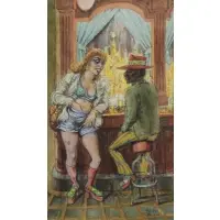Philip Reisman, Couple in a Bar, Watercolor