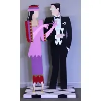 Giancarlo Impiglia, Conversation, Polychrome Wood Sculpture, 1983