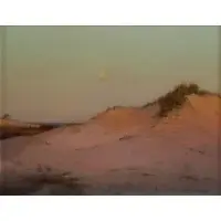 Warren Sheppard, The Rising Moon, Setting Sun at Fire Island, Oil on Canvas