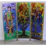 Jonah Kinigstein, Untitled, Mixed Media/Glass 3 Panel Judiac Screen