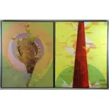Viktor Majdandžic, Shyness, Two Abstract Acrylics on Masonite