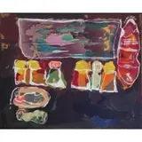 Noah Jemisin, 5:00 after 3pm, Abstract Encaustic on Canvas