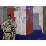 Russ Thompson, Model with Route 9W Fragments, Mixed Media on Canvas
