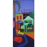 Dindga McCannon, Woman Seated in Front of House, Acrylic on Canvas