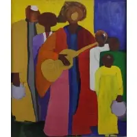 Dindga McCannon, Family of Musicians, Acrylic on Canvas