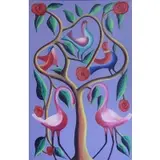 G. Oil on Canvas Thomas, Exotic Birds in a Flowering Tree