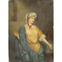 J.E Story, Classical Figure in Interior, 19th C. Oil on Canvas
