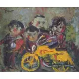 Richard Sargent, The New Motorcycle, Acrylic on Canvas "The New Motorcycle"