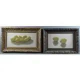 Richard Sargent, Untitled, 2 Acrylic on Canvas Lemon Still Lifes in Hand Carved Wood Frames