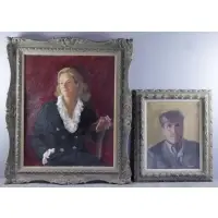 Untitled by Richard Sargent, 2 Acrylic on Canvas Portraits, sold Oct 2015