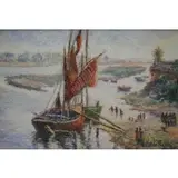 H. Claude Pissarro, Le Fleuve Pris de El Roda en Egyte, Pastel on Paper "Le Fleuve Pris de El Roda en Egyte"