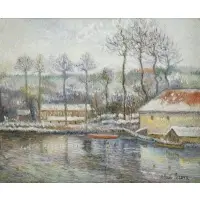 H. Claude Pissarro, Bords de Seine a Villeneuve S'Georges, Oil on Canvas "Bords de Seine a Villeneuve S'Georges"