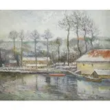 H. Claude Pissarro, Bords de Seine a Villeneuve S'Georges, Oil on Canvas "Bords de Seine a Villeneuve S'Georges"
