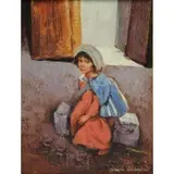 Sandu Liberman, Peasant Girl, Oil on Canvas