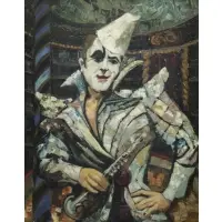 Georges Rival, Harlequin, Oil on Canvas
