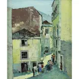 Sido, , Silva, Oil on Canvas Village Scene