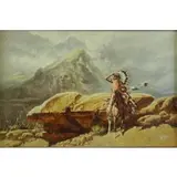 American Indians in Landscape by G. Oil on Canvas Bogard, sold Jan 2016