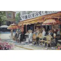 Lisandro Lopez, Paris Cafe Scene, Oil on Canvas
