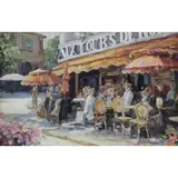 Lisandro Lopez, Paris Cafe Scene, Oil on Canvas