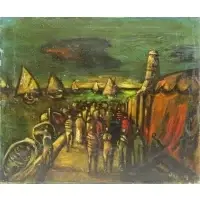 Sylvain Vigny, Figures on the Shore, Oil on Canvas