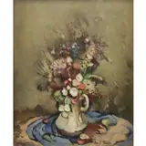 Tom E. Lewis, Vase of Flowers, Oil on Canvas