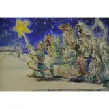 Eliasz Kanarek, Eliasz Kanarek (Polish, 1901 - 1969), Watercolor Polish Procession