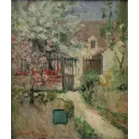 Isabel Ross, Untitled, Impressionist Oil on Canvas House and Garden