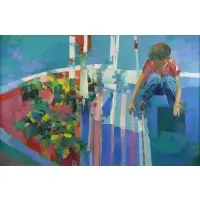 Nicola Simbari, Little Lemon Vendor, 1965, Oil on Canvas "Little Lemon Vendor" 1965