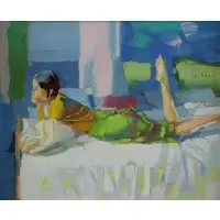 Nicola Simbari, Lazy Girl, 1968, Oil on Canvas "Lazy Girl" 1968
