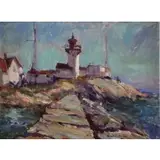 Robert Gruppe, East Point Light, Oil on Canvas "East Point Light"