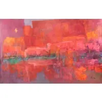 Florence Hasenflug, Arizona Sunset, Oil on Canvas "Arizona Sunset"